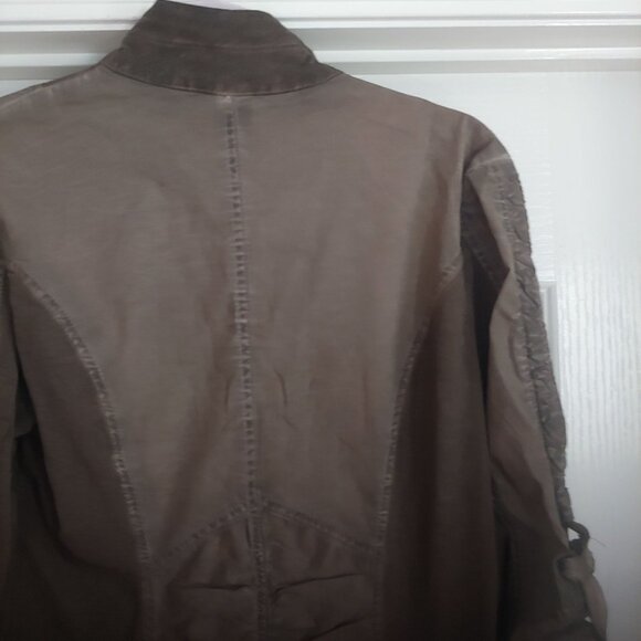 XCVI Womens Military Green Utility Full Zip Grunge Gorpcore Jacket M Stretch - Picture 8 of 12